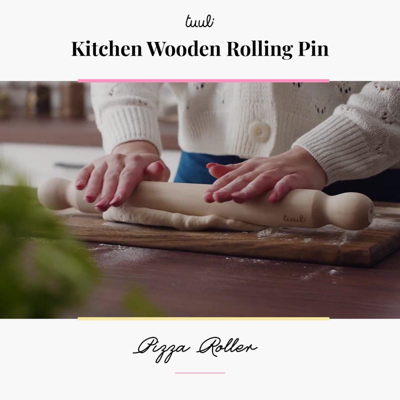 Tuuli Kitchen - French Wooden Rolling Pin, Baking Roller for Rolling Out Pizza, Pasta, Puff and Other Doughs, 40 x 4 cm - Image 2
